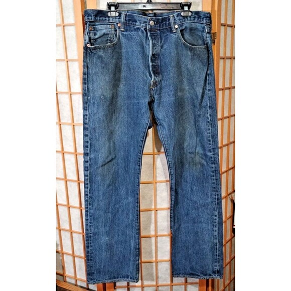 Levi’s 501 Men’s Jeans 38x32 Button Fly Straight Leg Denim Blue 2014 - Picture 1 of 14